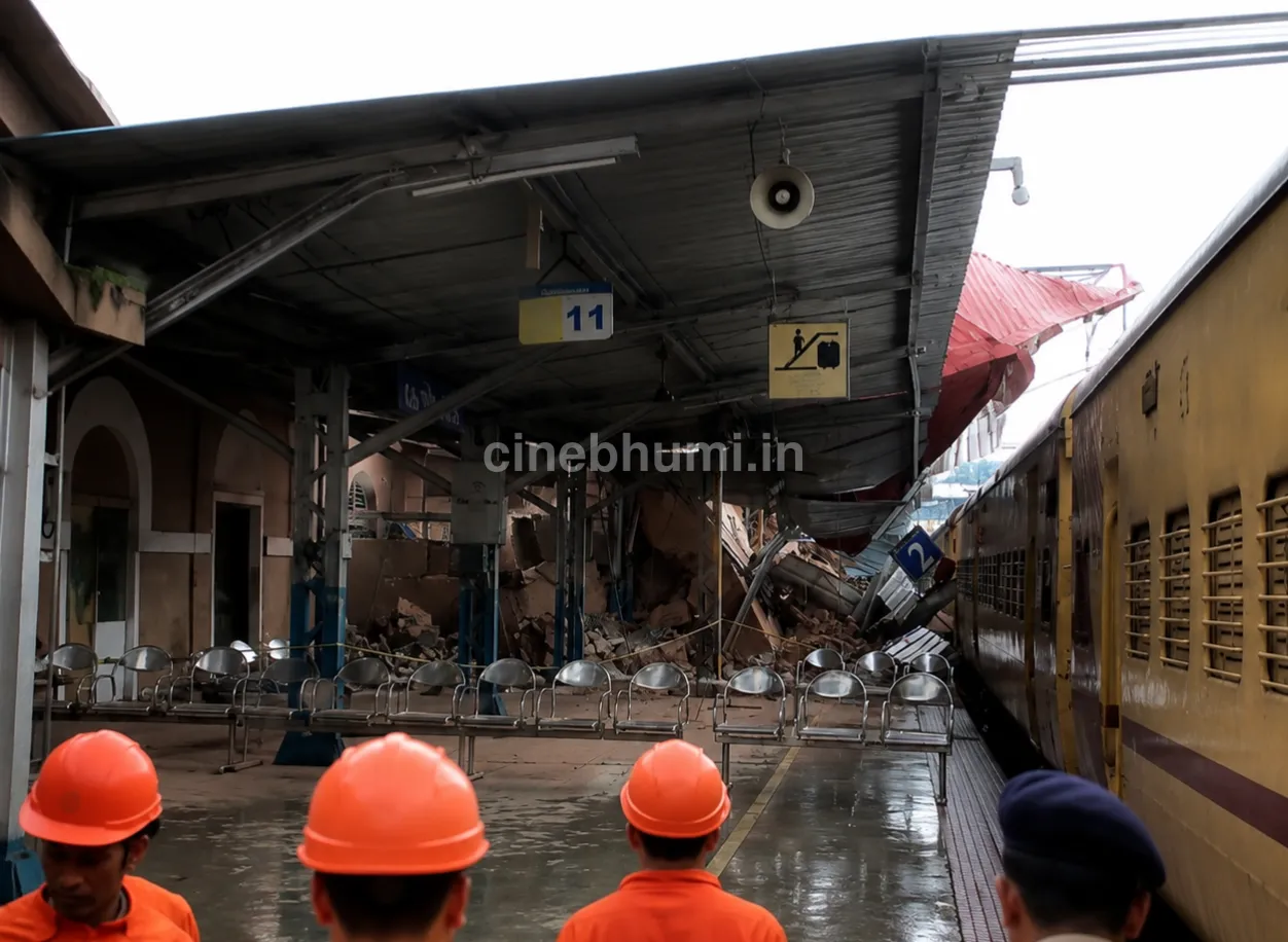 കോഴിക്കോട് റെയിൽവേ സ്റ്റേഷനിൽ കെട്ടിടഭാഗം തകർന്നു വീണു