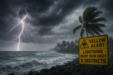 Kerala Weather: Lightning and Heavy Rain Likely; Yellow Alert Issued for 8 Districts