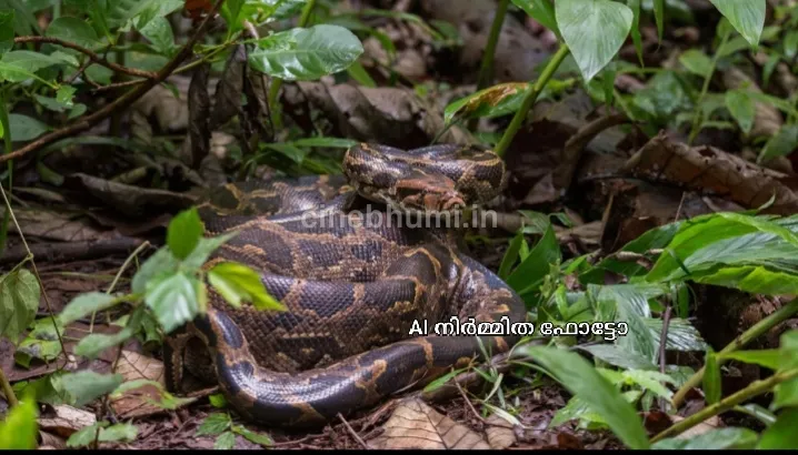 കുറുവങ്ങാട് തച്ചിലേരി പറമ്പില്‍ മയിലിനെ പെരുമ്പാമ്പ് പിടികൂടി