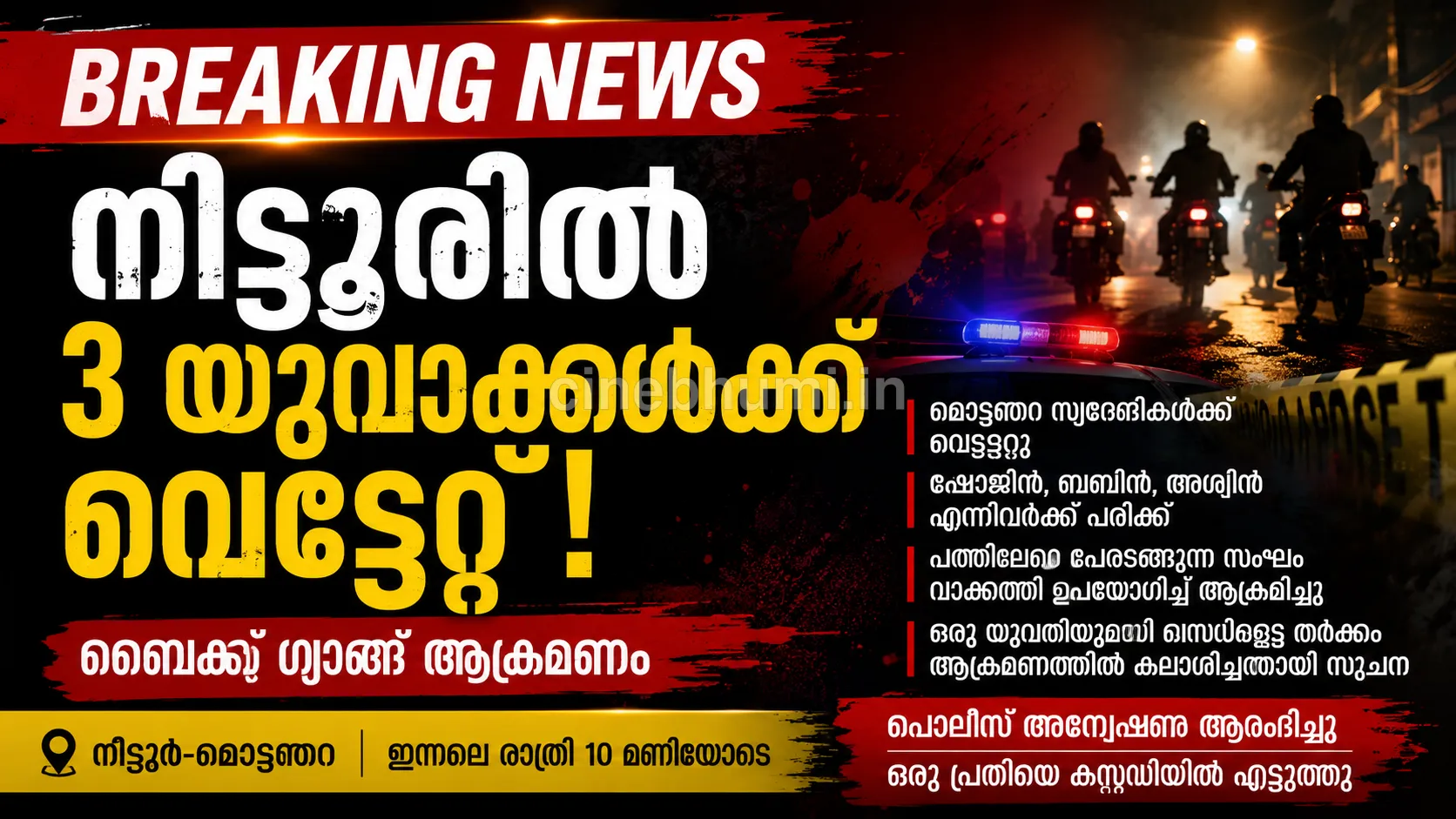 കുറ്റ്യാടി നീട്ടൂരിൽ യുവാക്കൾക്ക് വെട്ടേറ്റു