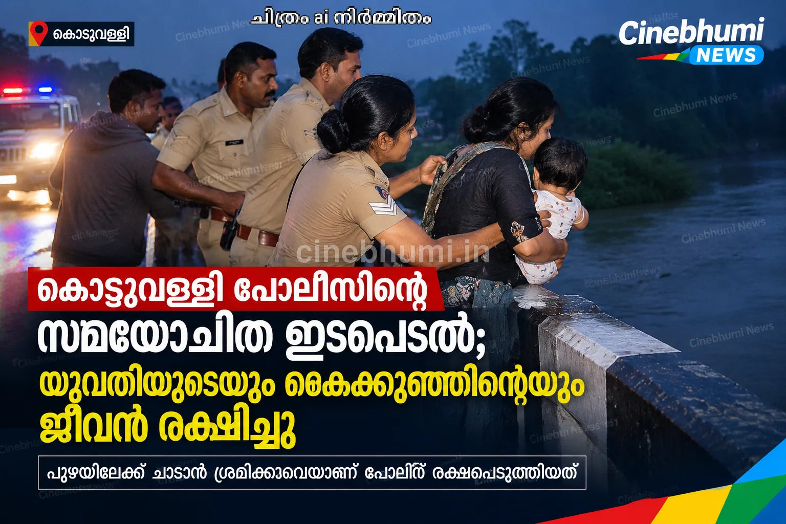 കൊടുവള്ളി പോലീസിന്റെ സമയോചിത ഇടപെടൽ; യുവതിയുടെയും കൈക്കുഞ്ഞിന്റെയും ജീവൻ രക്ഷിച്ചു