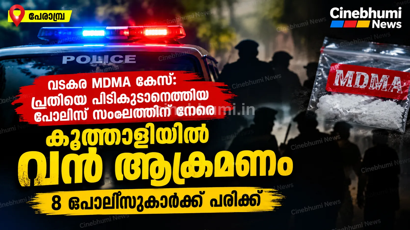 പ്രതിയെ പിടികൂടാനെത്തിയ പോലീസ് സംഘത്തിന് നേരെ കൂത്താളിയിൽ ആക്രമണം; എട്ട് പോലീസുകാർക്ക് പരിക്ക്